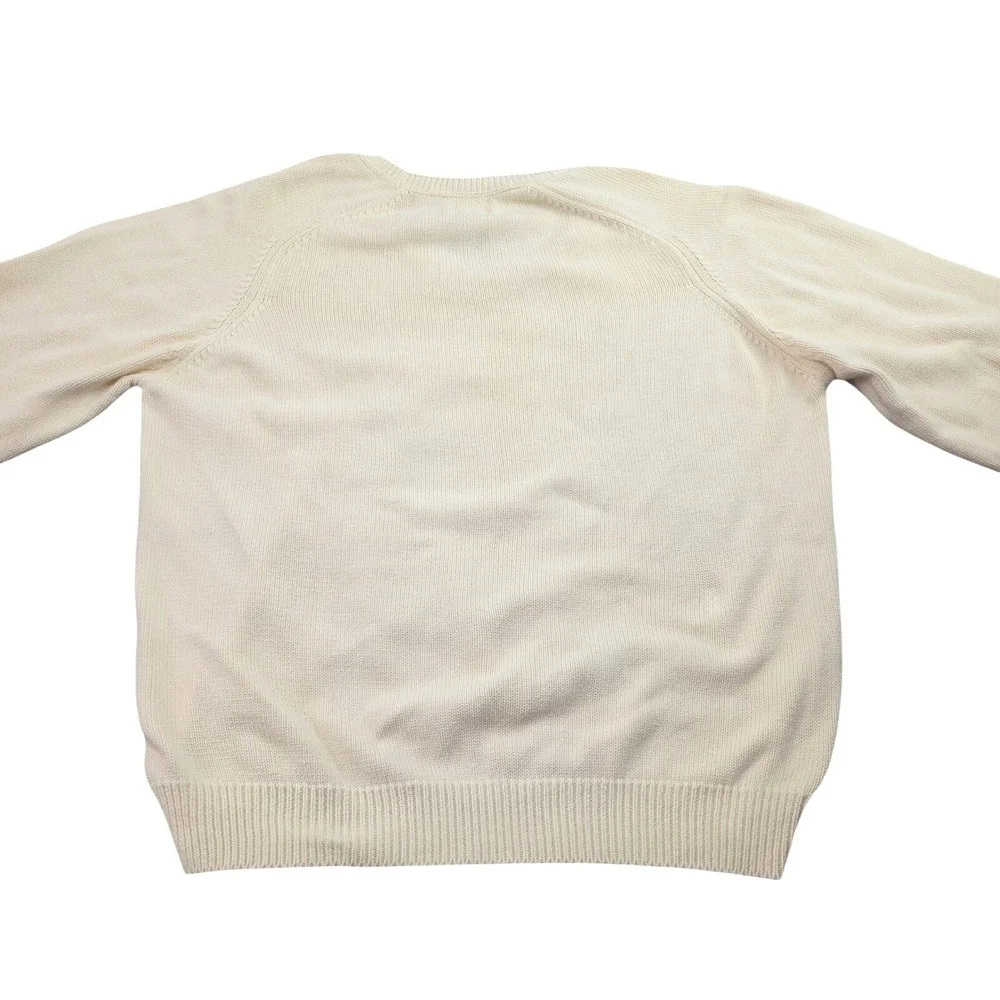 Vintage Lands End Drifter Sweater Mens XL Tall Cream VNeck Shaker Knit USA Made